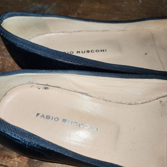 FABIO RUSCONI 36 5.5 black metallic pointed toe ballet flats - Picture 6 of 7